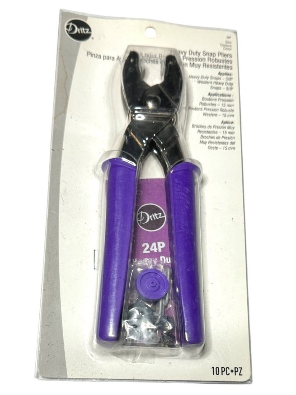 Dritz 24P Heavy Duty Snap Pliers 10 Piece Kit Purple For Sewing DIY Crafts New